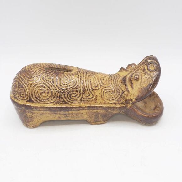 Hippopotamus Piggy Bank Stoneware Ceramic MCM